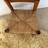 Vintage wooden and straw children's chair