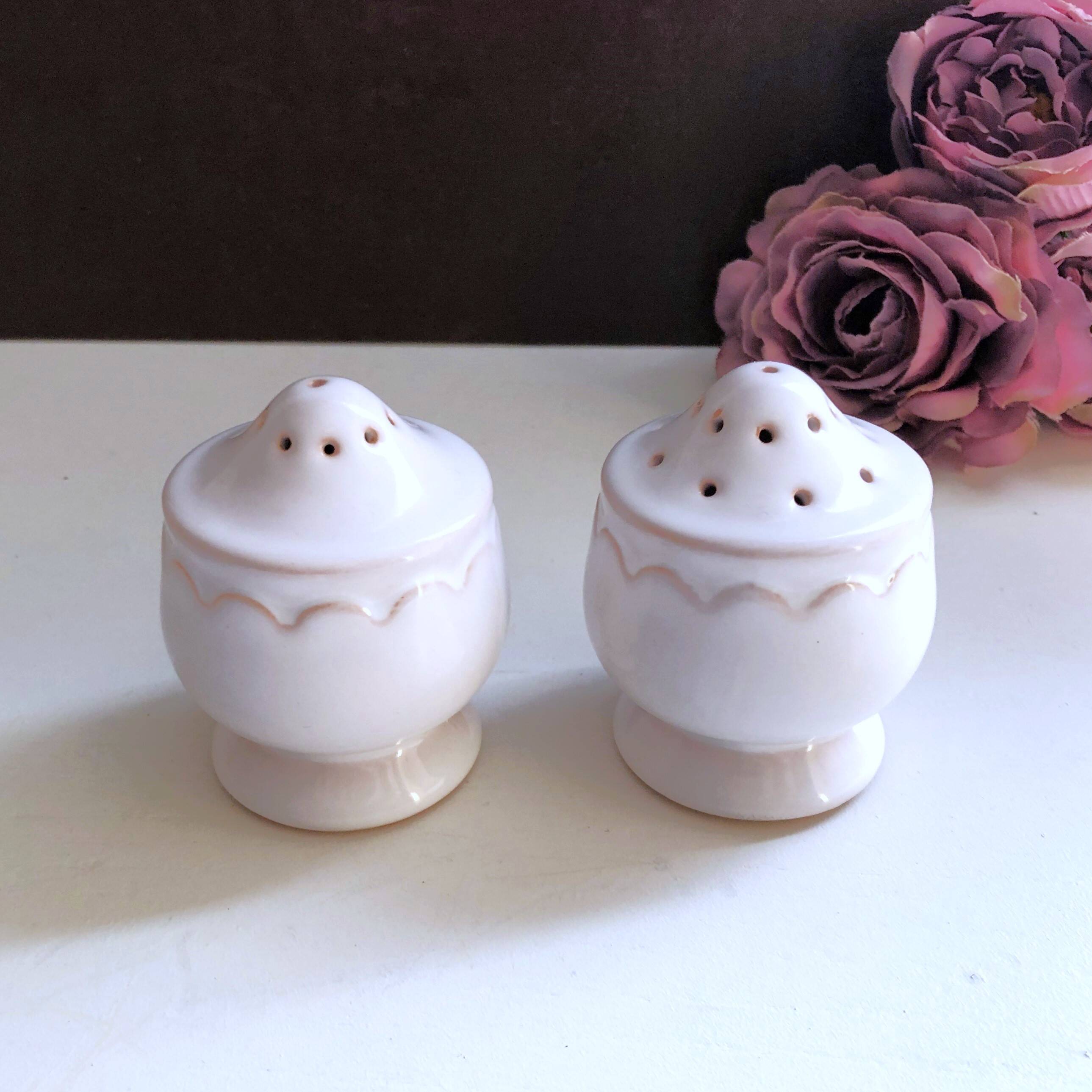 Vintage porcelain salt and pepper shaker duo