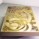 Bernhard Rohne Brutalist Etched & Oxidized Rectangle Coffee Table, 1960s