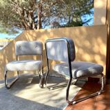 Pair of mid century armchairs / fireside chairs in French terry fabric