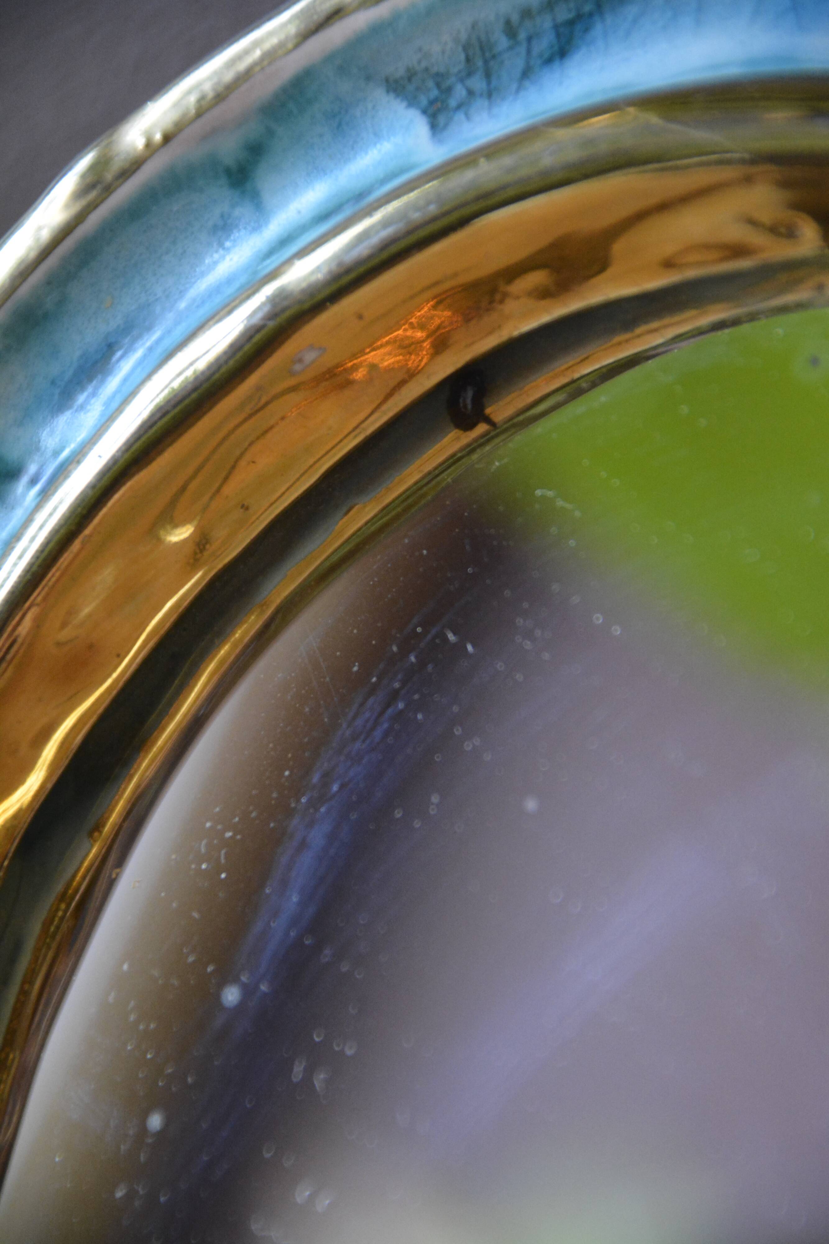 Blue and gold ceramic mirror