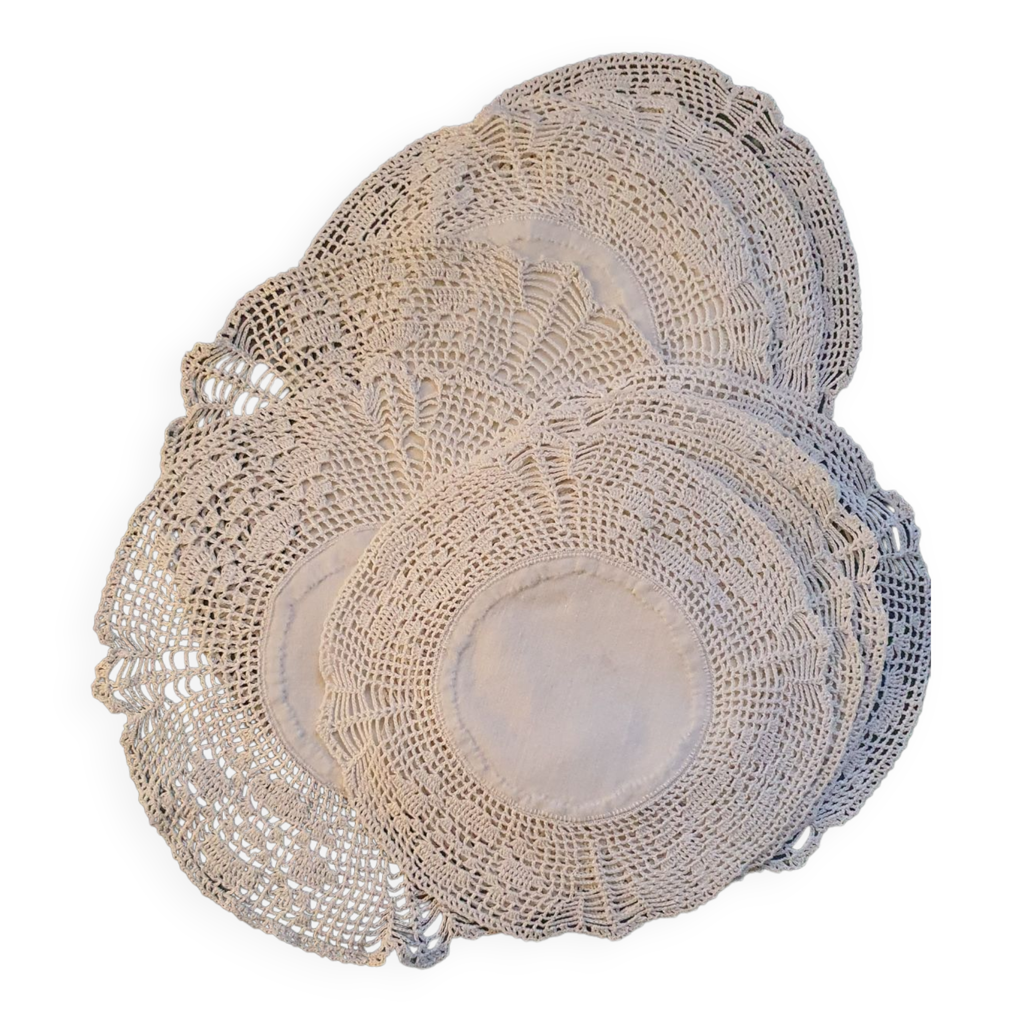 Antique coasters lined with art crochet