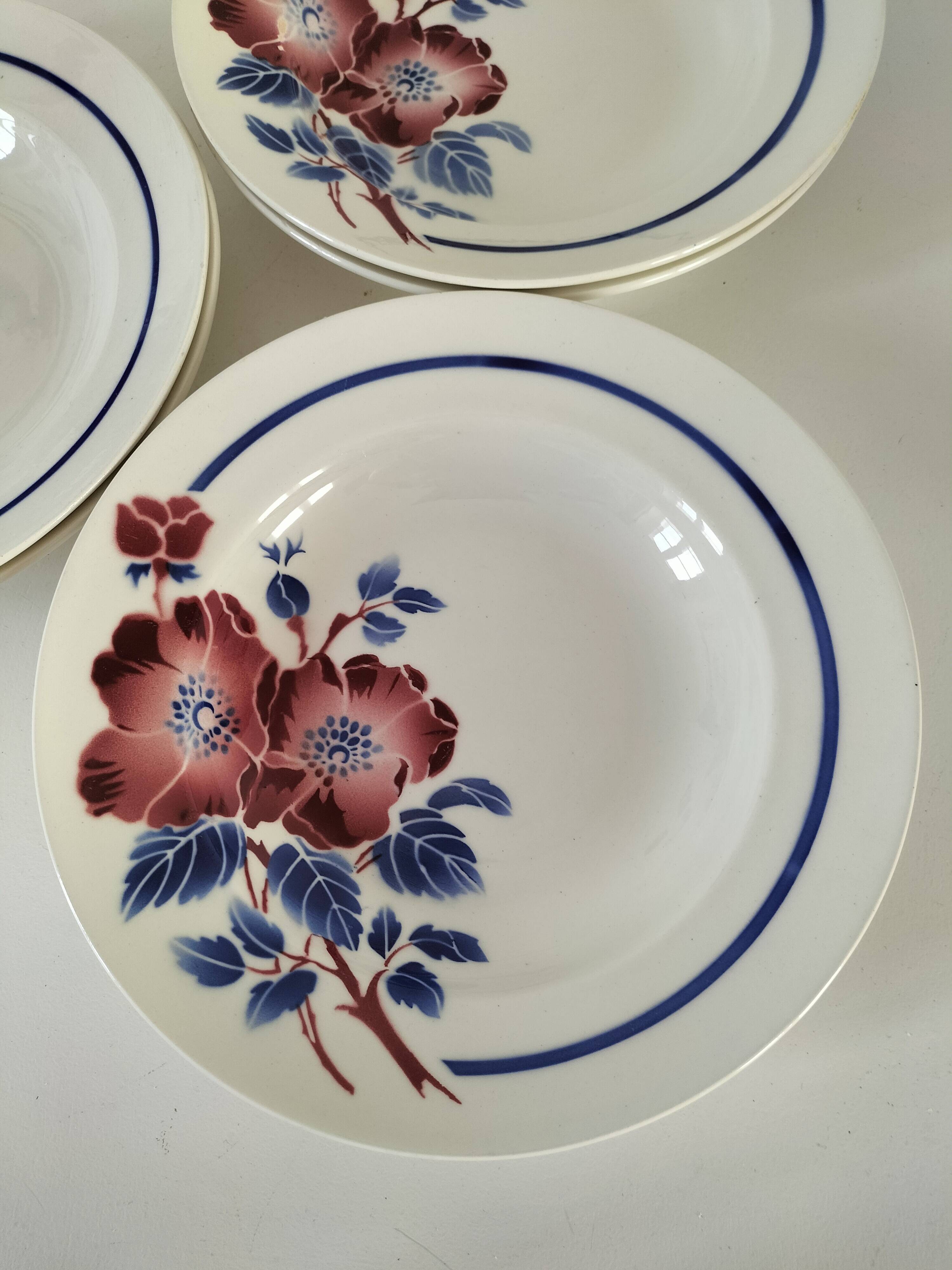 6 antique deep plates K & G Lunéville – Régine model, 1960s