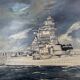 oil on canvas - Marine, Battleship on rough sea, signed Poncelet
