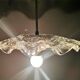 Portuguese farmhouse mid century clear floral glass dish pendant lamp 1960s
