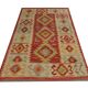 Tapis Kilim rouge afghan, petit tapis en laine tissée à plat, motif géométrique tribal