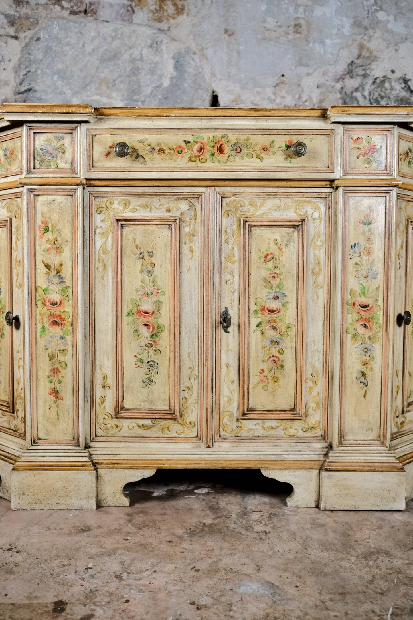 Hand-painted Venetian-style sideboard, mid-20th century