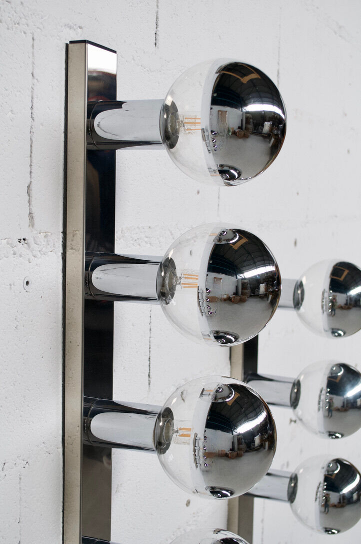 3 CHROME STEEL WALL LAMPS/CEILING LAMPS BY MOTOKO ISHII 70' YEARS STAFF PUBLISHER