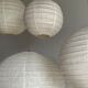 Hanging lamp in rattan and round japanese natural linen d:50