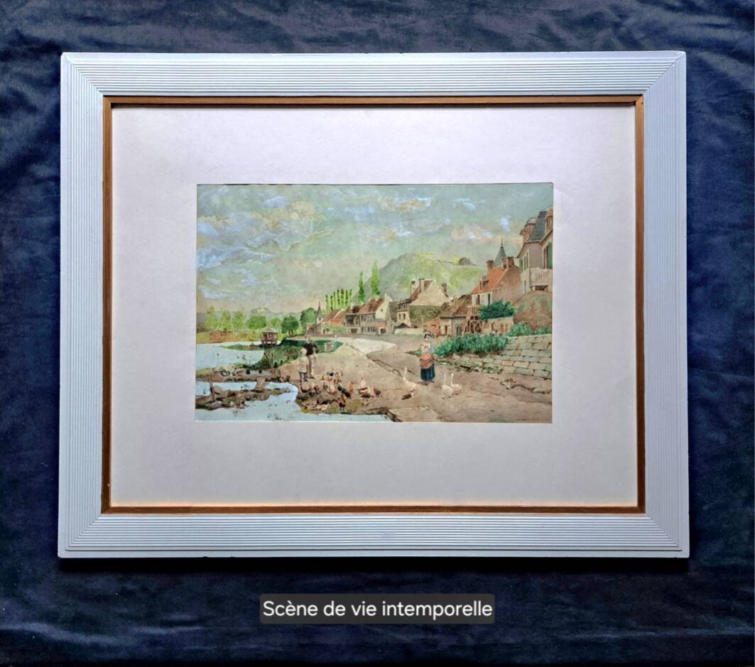 Tableau impressionniste - Aquarelle et gouache - École française vers 1900