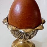 Paperpress wooden egg in its brass cockerel