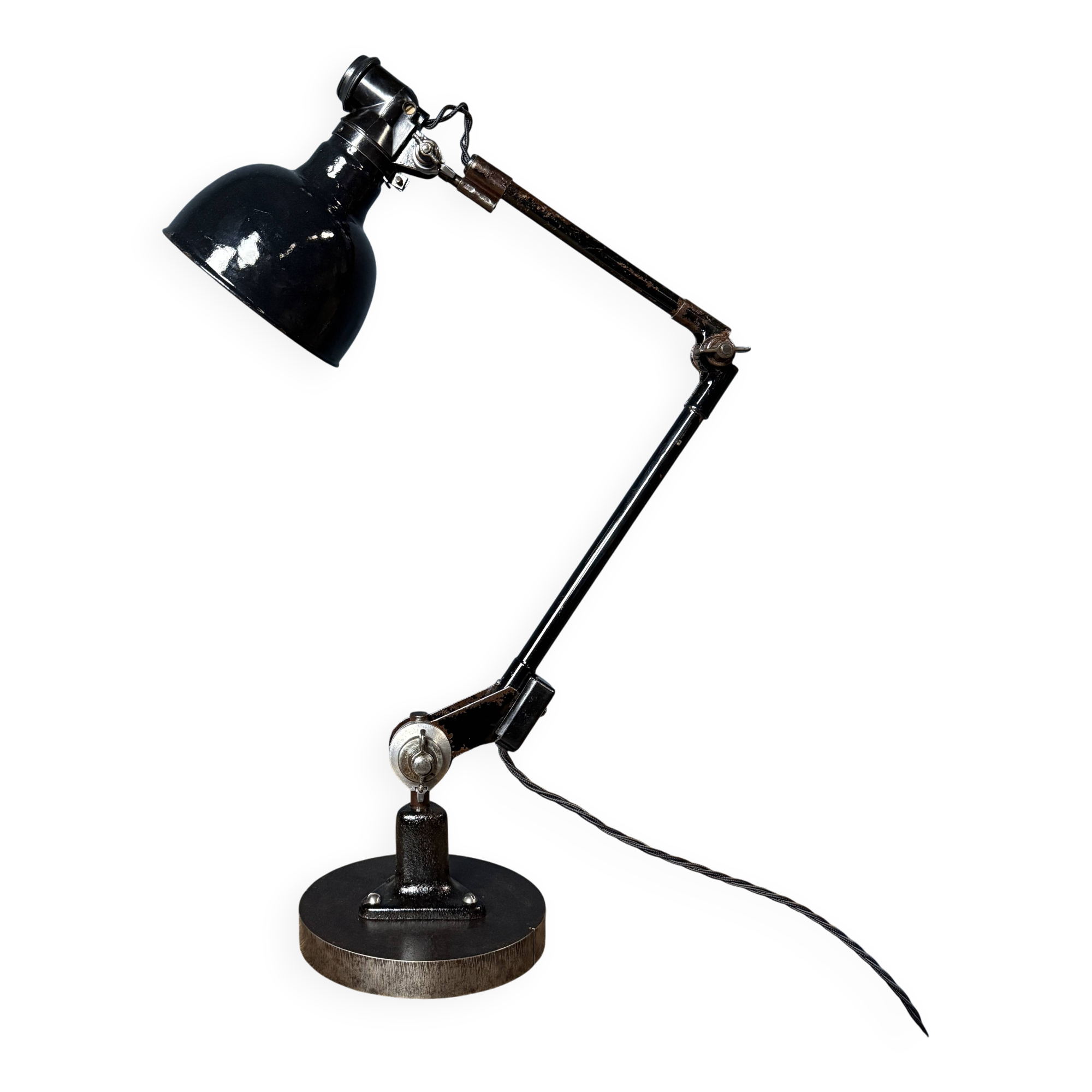 Rademacher black table lamp with enamel shade