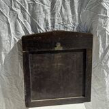 Small antique English rectangular mirror with pediment and oak frame