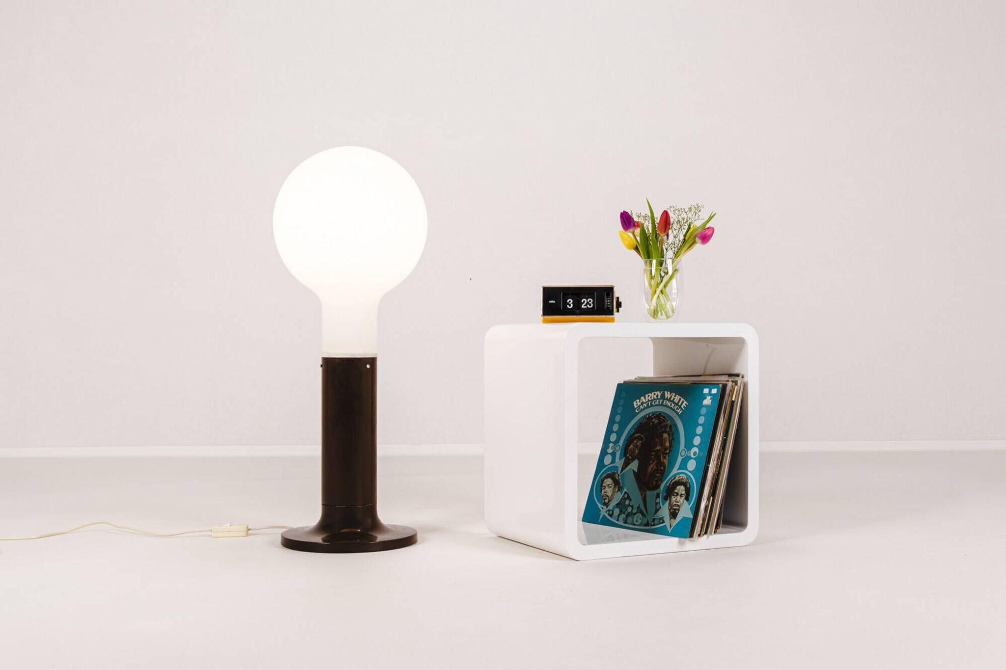 Space age floor lamp in glass & metal by Temde Leuchten