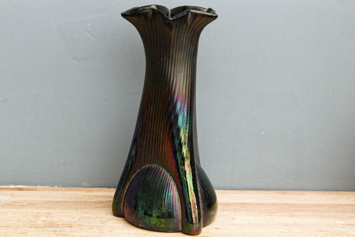 Iridescent glass vase