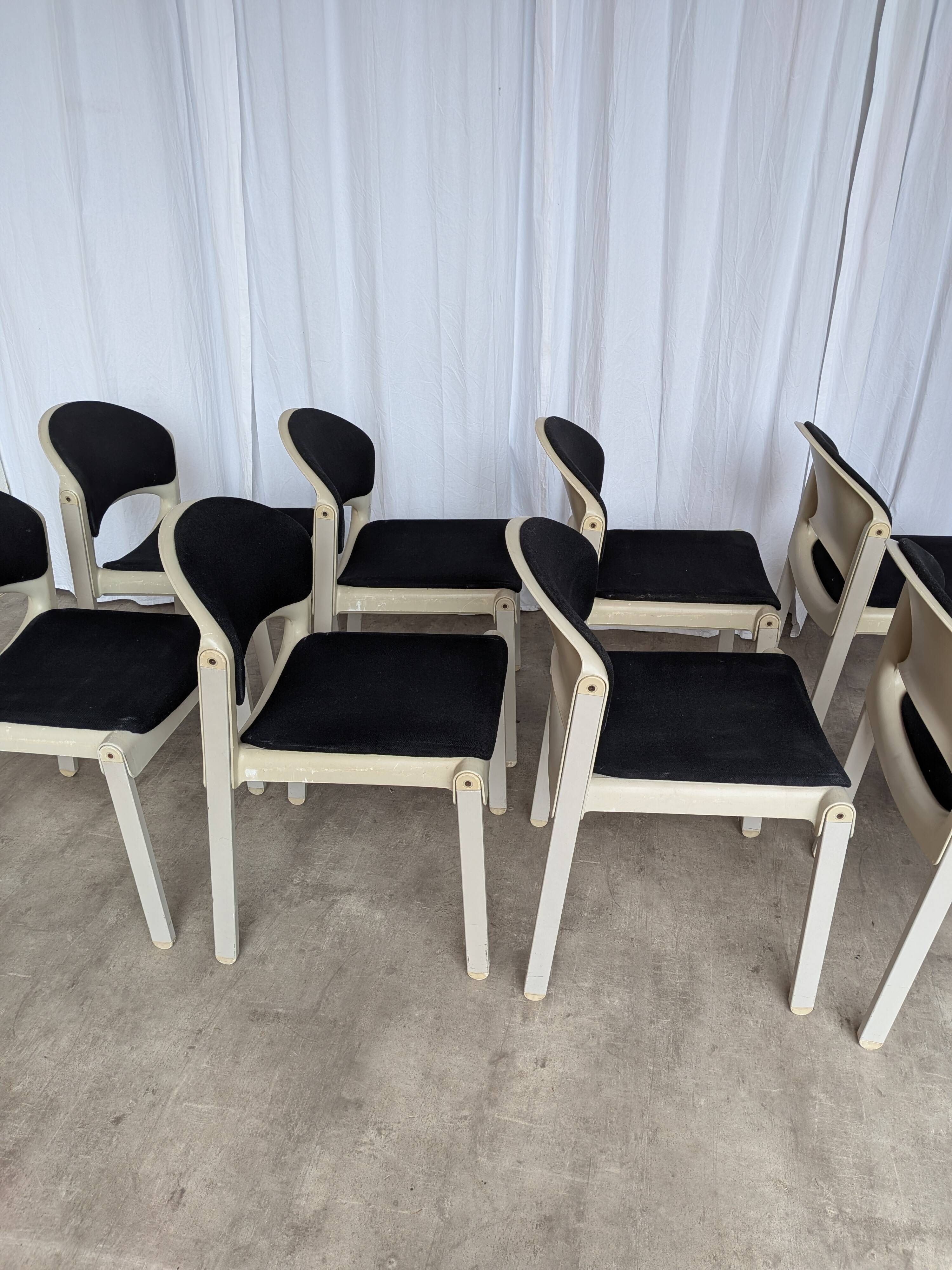 Set of 8 Vintage Aeon Mondial Stackable Chair / Dutch Postmodern Dining Cha
