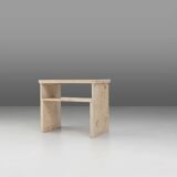 Minimalistic designed French console with shelve in travertine, 1980