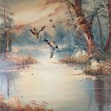 Painting: oil on canvas - lake landscape