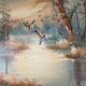 Tableau : huile sur toile - paysage lacustre