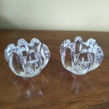Set of Daum crystal vases and candle holders