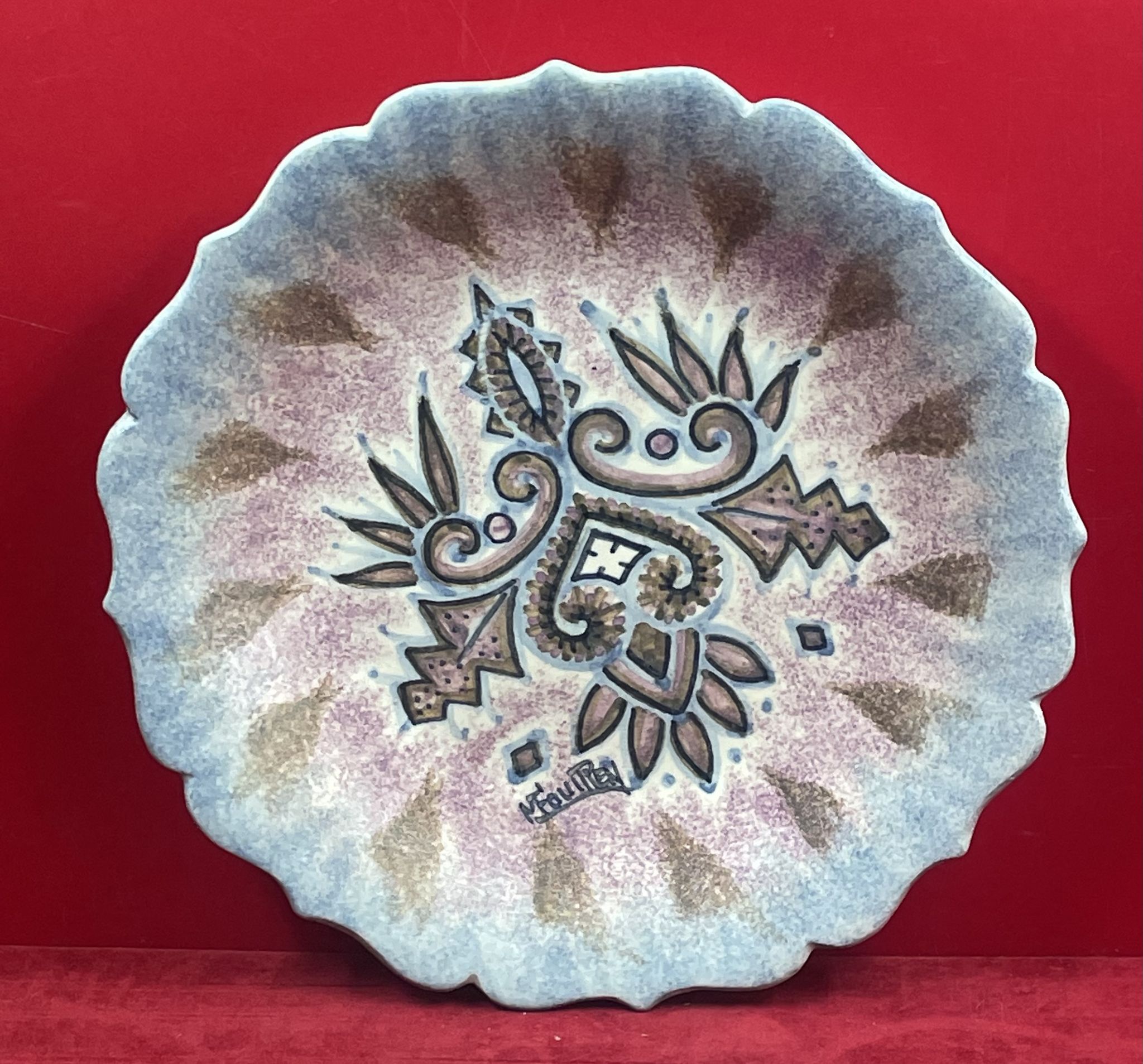 Assiette céramique porcelaine Quimper signé P. Fouillen