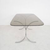 Glass and chrome dining table, 1970's