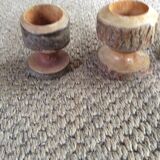 Series of 6 wooden coquetiers