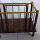 Magazine holder or vintage wood & brass bottles