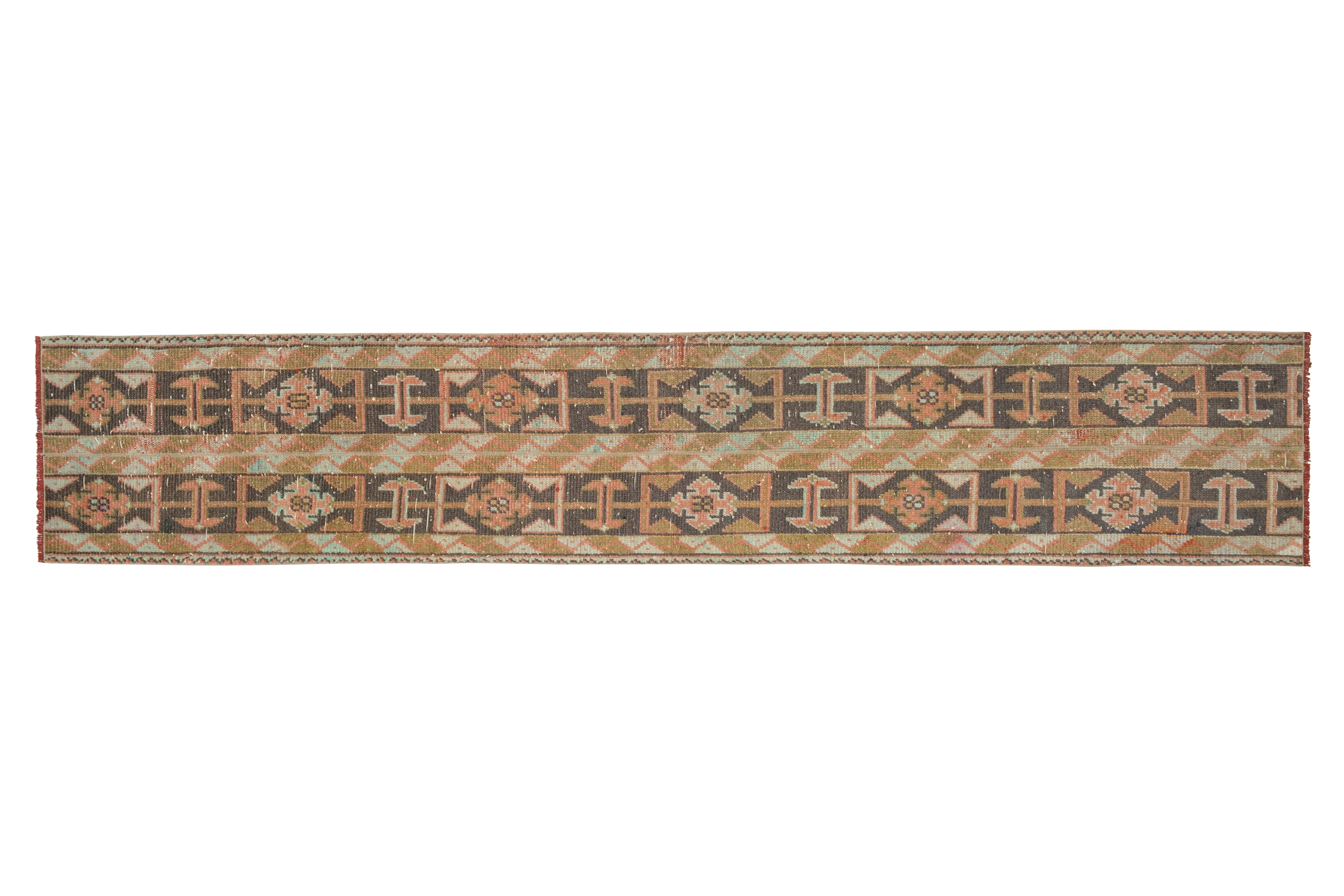 Vintage boho turkish ethnic design narrow hallway runner rug
