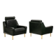 Airborne. Pair of green leather armchairs. 1950s.