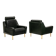 Airborne. Pair of green leather armchairs. 1950s.