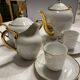 White and gold porcelain breakfast set