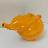 elephant teapot in vintage orange porcelain 80s