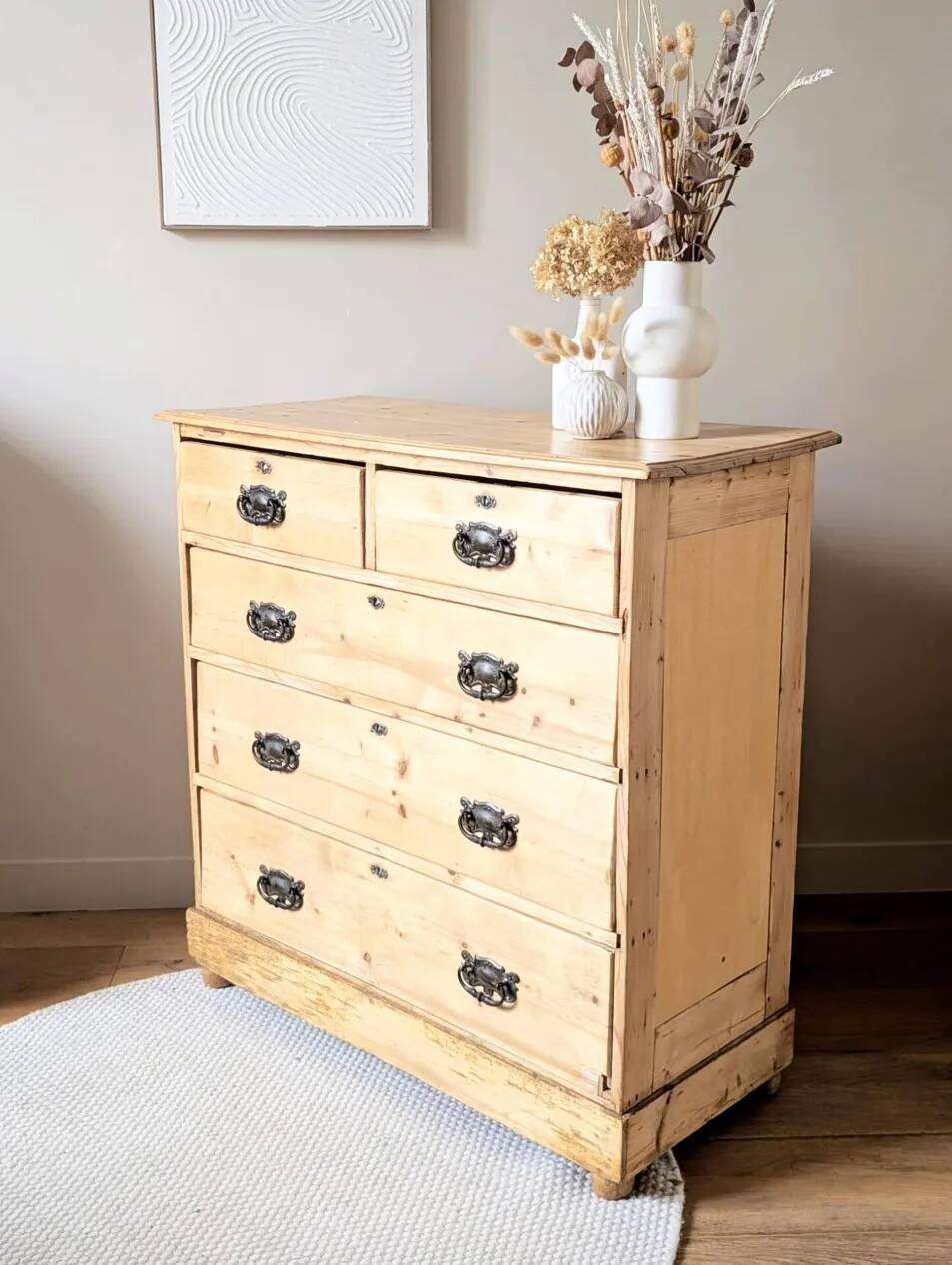 Commode anglaise antique en pin massif