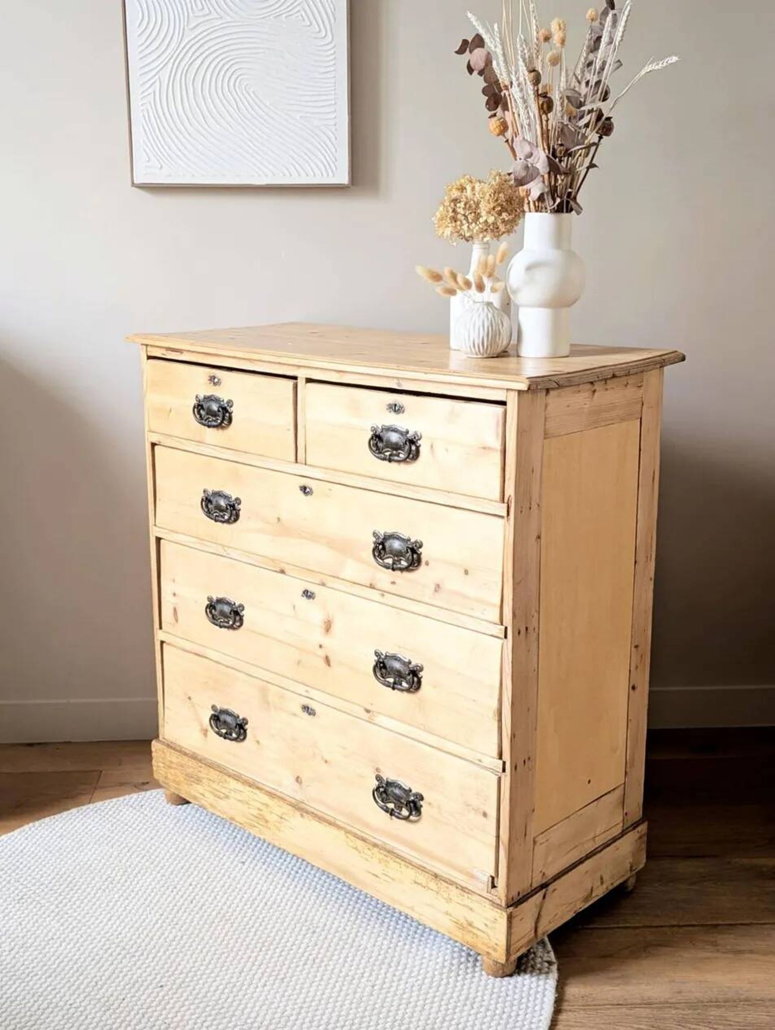 Antique English pine chest of drawers