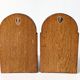 Pair of vintage wooden bookends, checkerboard pattern, 1950s