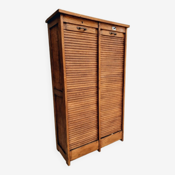 Antique roller shutter cabinet Paris oak wall cupboard