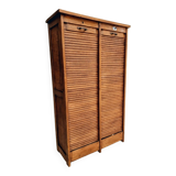 Antique roller shutter cabinet Paris oak wall cupboard