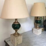 Pair of travertine lamps