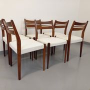 Set of 6 vintage Scandinavian chairs in teak and bouclette fabric from the 60s