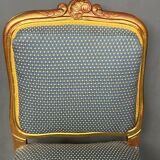 Pair of Louis XV style chairs with gilt frames.