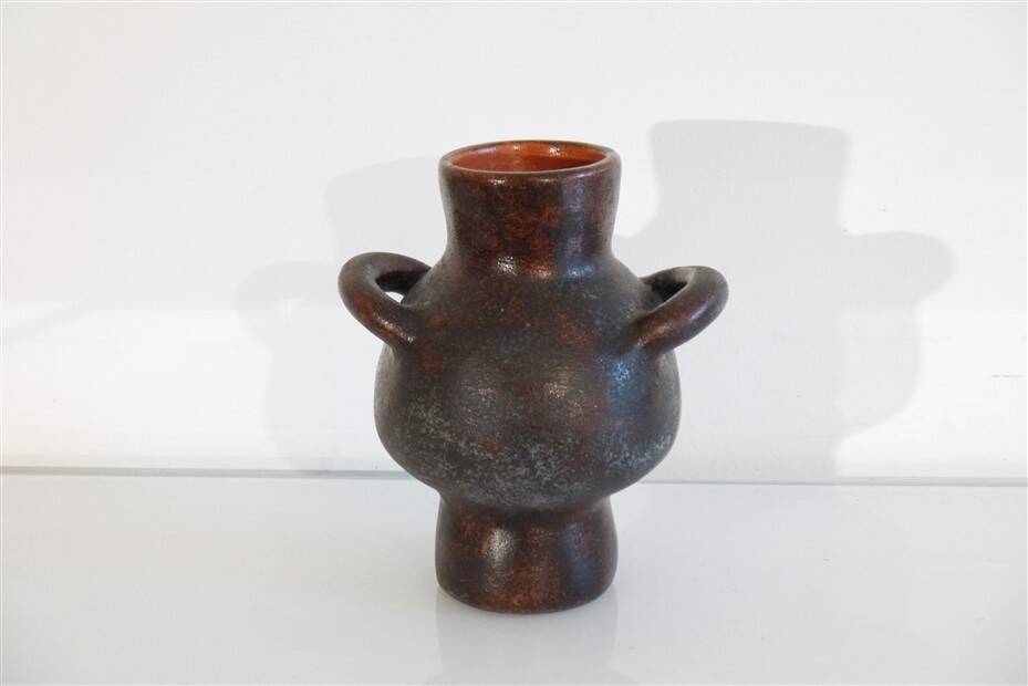 1960s ceramic pot-bellied vase with handles