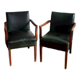 Pair of 1940 bridge armchairs in skaï