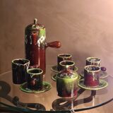Service a café valauris ,1970  vert et maron et lave blanche;