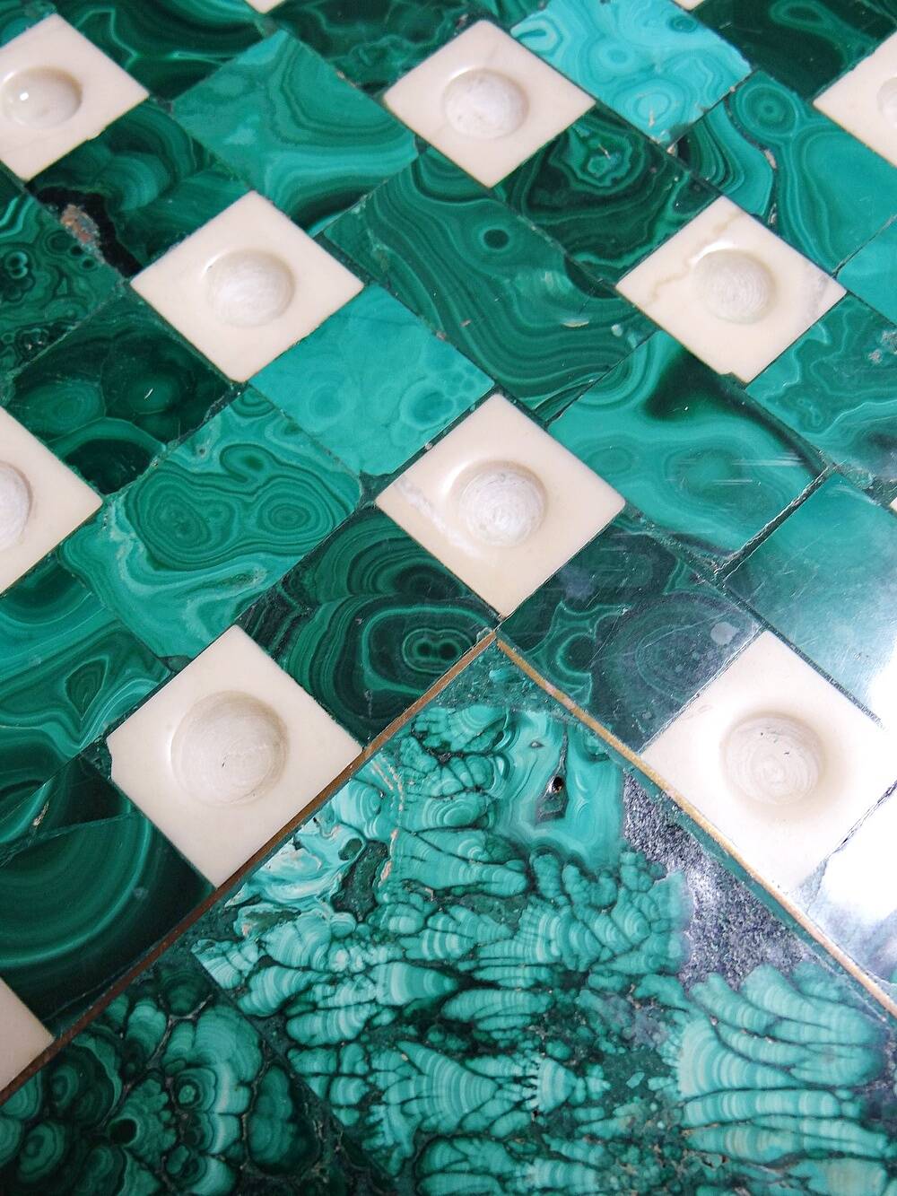 Octagonal solitaire in malachite and bakelite vintage 50s-60s