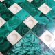 Octagonal solitaire in malachite and bakelite vintage 50s-60s