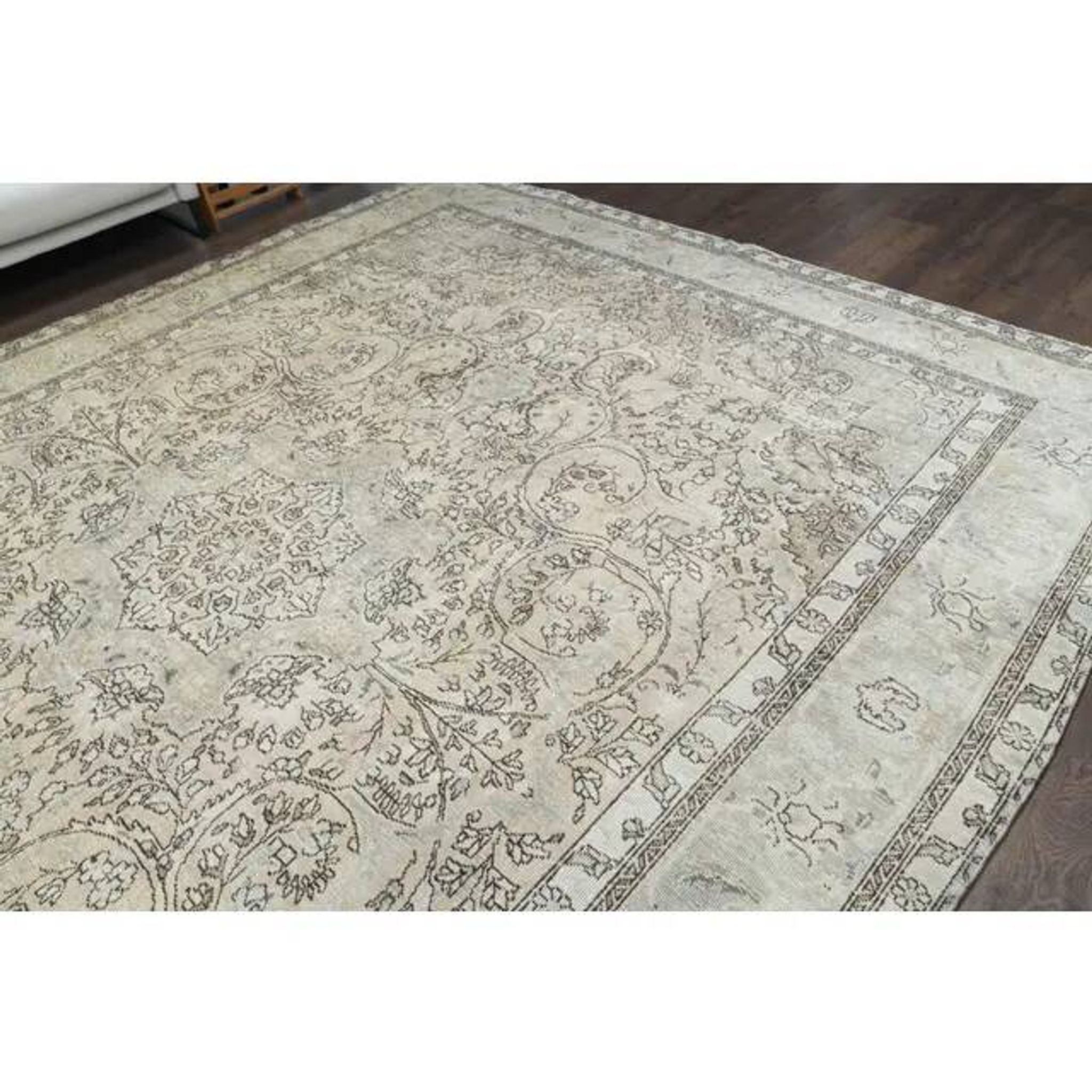 1970s Vintage Persian Handmade Wool Cotton Brown Area Rug 292x388