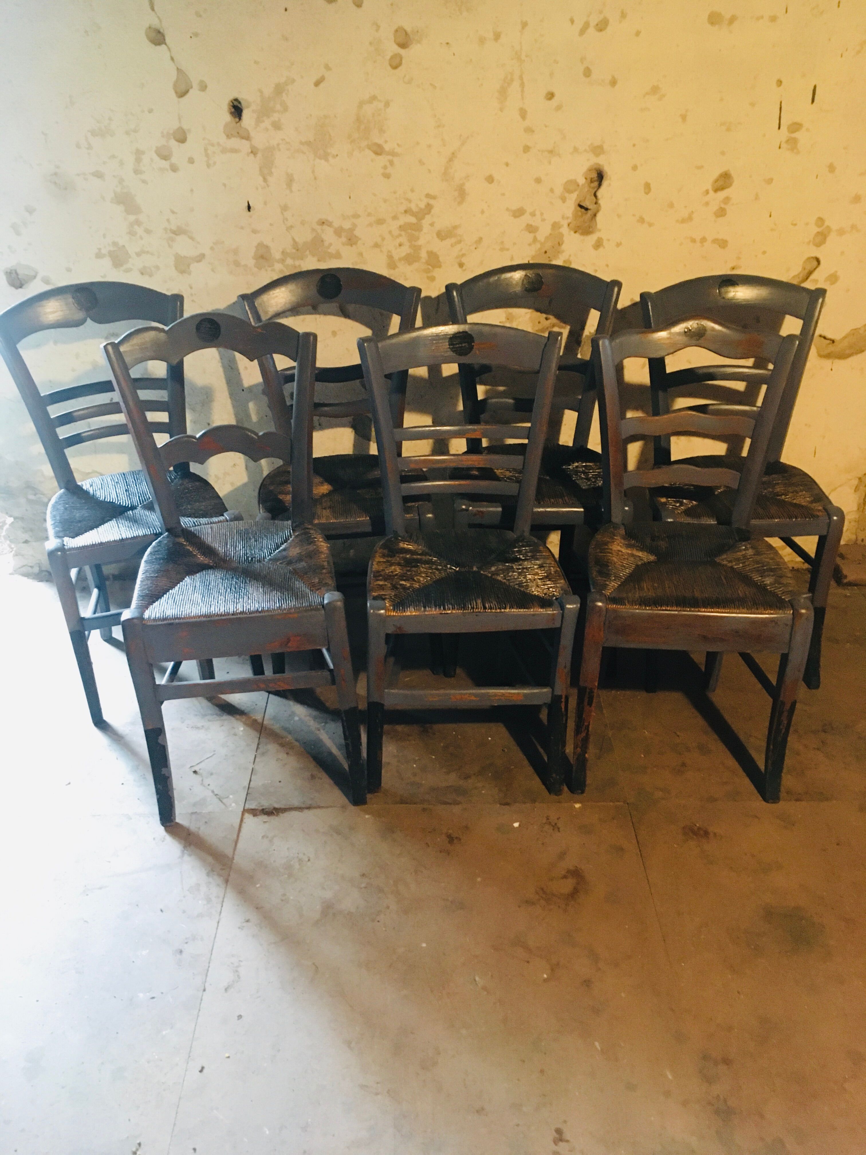 Set of 7 mustache bistro chairs