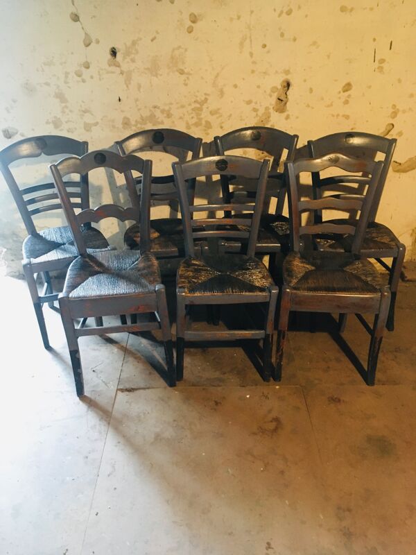 Lot de 7 chaises bistrot moustache