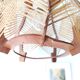 Vintage 1960s wood and straw wooden ceiling hanging lamp